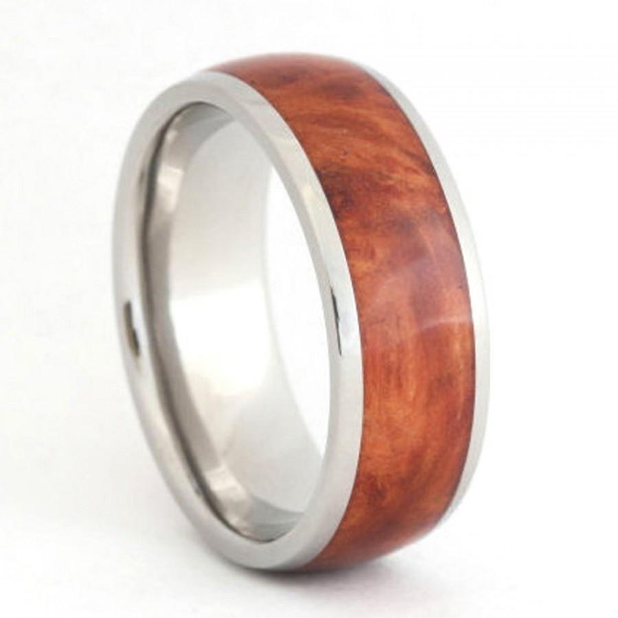 زفاف - Titanium Ring inlaid with Australian Coolibah Wood - offered in Stainless Steel as well, Ring Armor Included