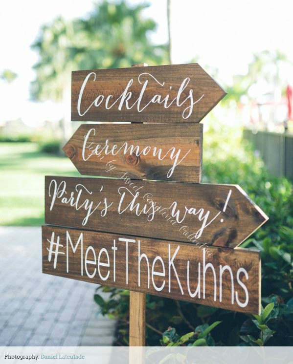 Mariage - Wood Wedding Directional Signs - Set of 4