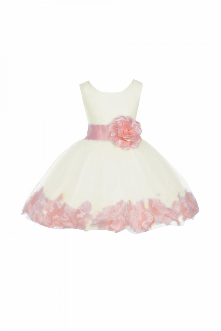 Hochzeit - Ivory Flower Girl dress sash pageant petals wedding bridal children bridesmaid toddler elegant sizes 6-18m 2 3t 4 5t 6 6x 7 8 10 12 14 