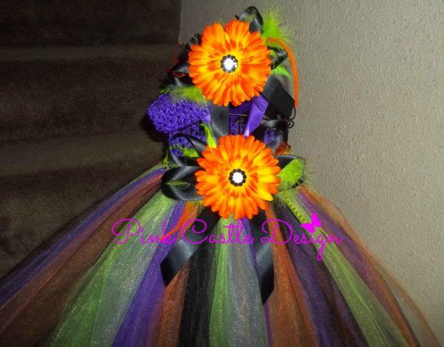 زفاف - Halloween Gown,Infant Pageant Dress,Orange,Purple,Green,Black,Witch Costume,Baby Outfit,Infant Costume,Girl Clothes,Handmade Dress,PCD0004