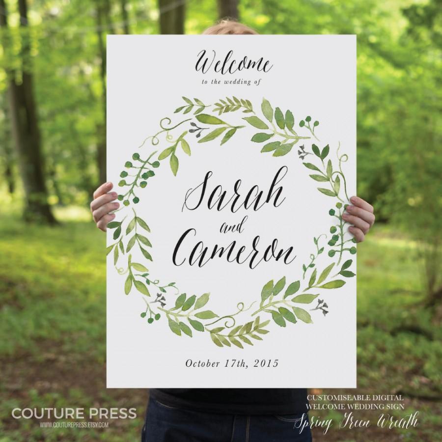 Printable Wedding Welcome Sign Watercolor Rustic Whimsical DIY 