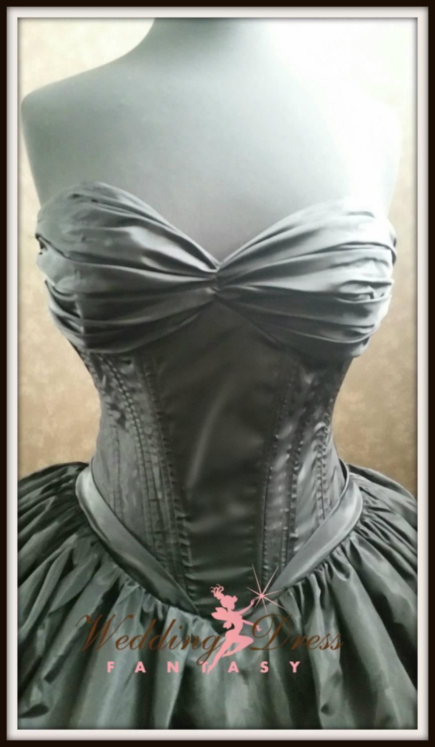 Hochzeit - Black Corset Wedding Dress Gothic Bridal Gown