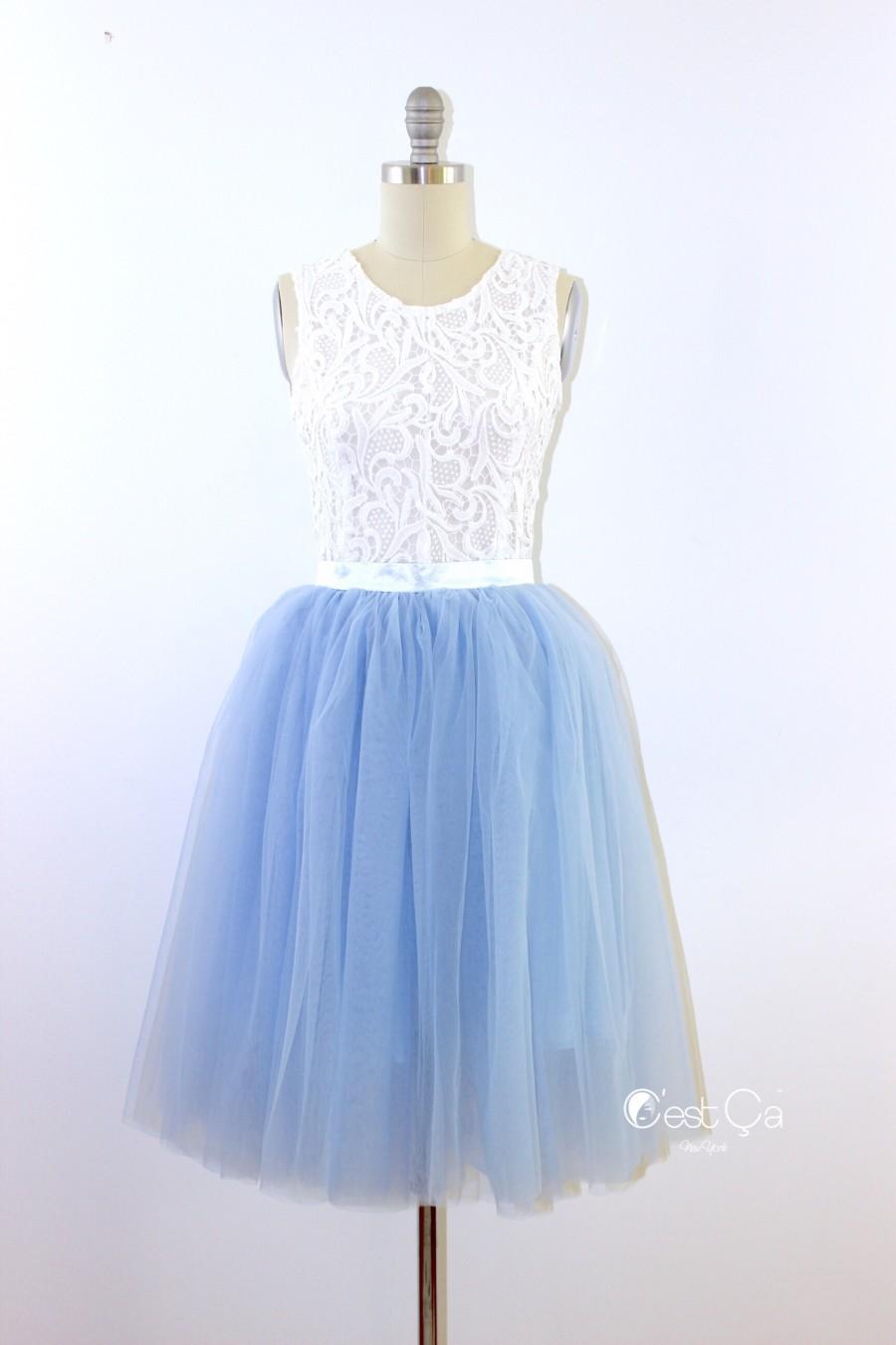 Hochzeit - Colette Serenity Blue Tulle Skirt - Length 26" - C'est Ça New York