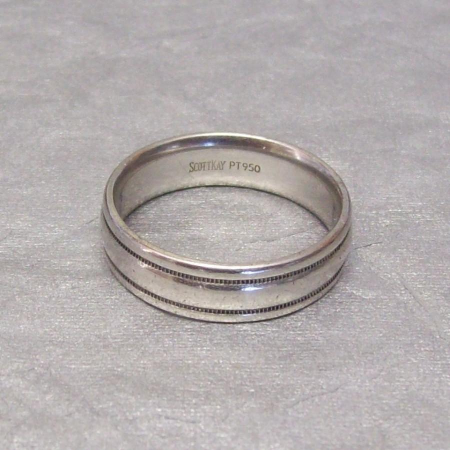 Hochzeit - Vintage men's platinum wedding band ring. Size 9 3/4. Comfort fit.  Designed by Scott Kay. Satisfaction guaranteed. Free shipping.