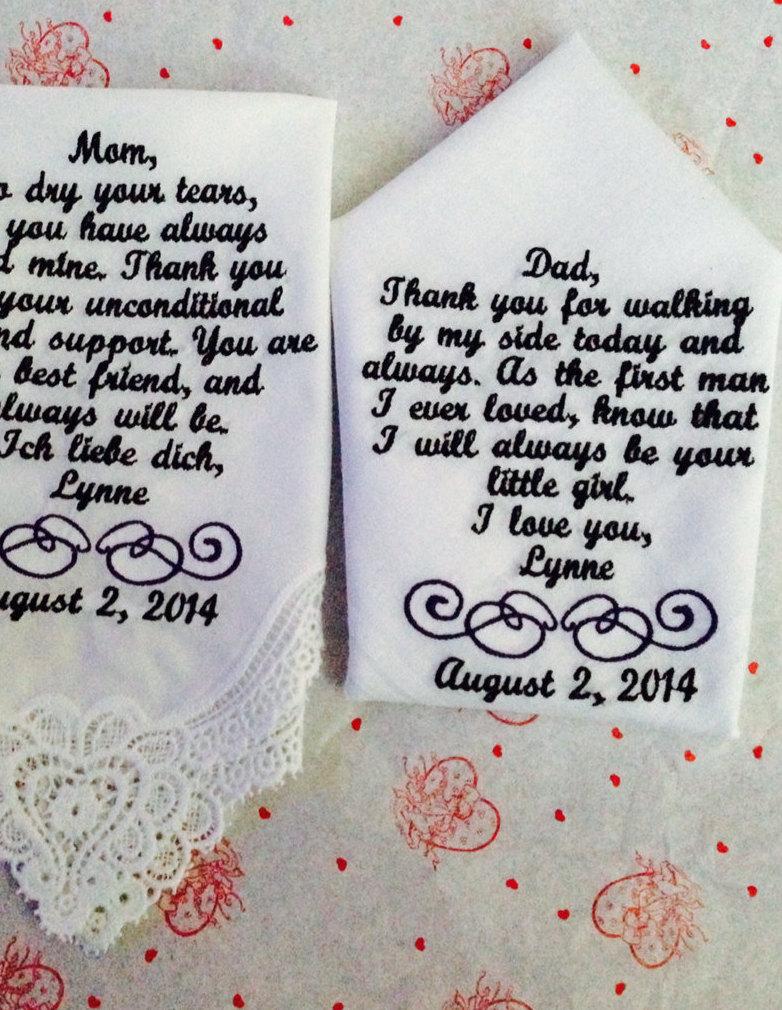 Wedding - Set of 2 personalized Handkerchiefs (1 Laced woman)