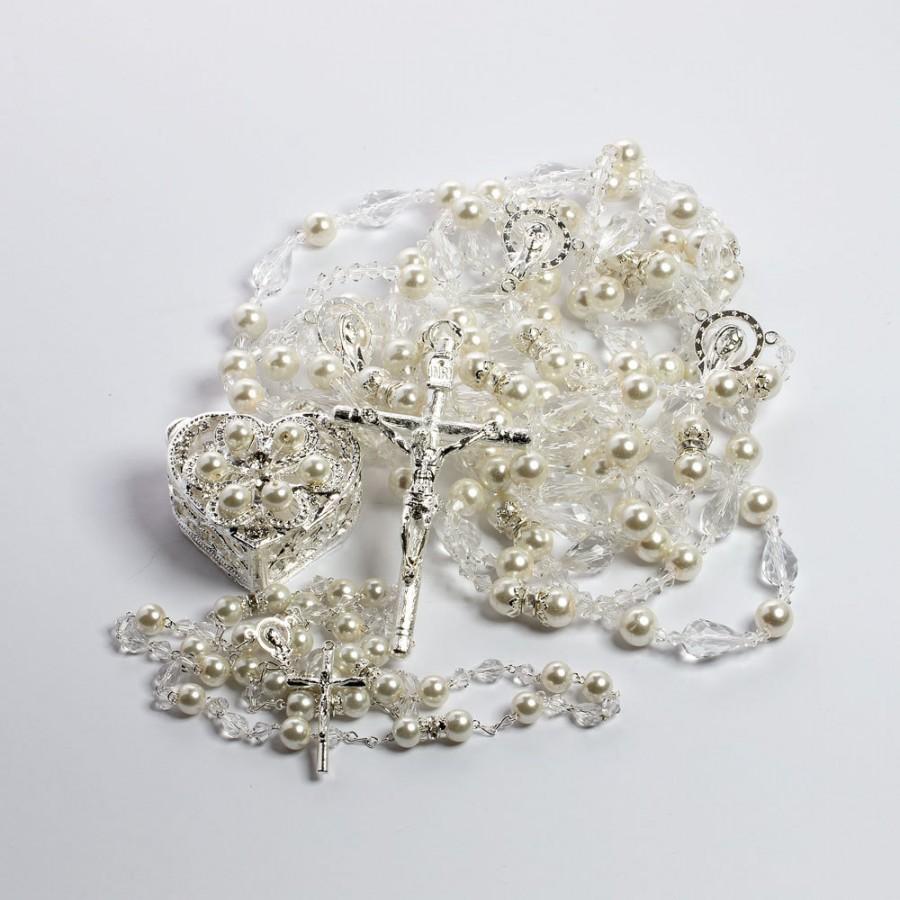 Mariage - Ivory Pearl 3-Item Set Silver - Wedding Lazo Rosary Arras - Lazo de Bodas Handcrafted Swarovski Crystal Set, Wedding lasso - Lasso de Bodas