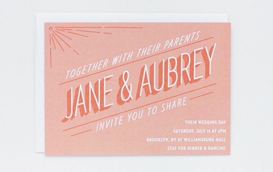 Mariage - Wedding Invitation - Sherbert Lettering Invite set
