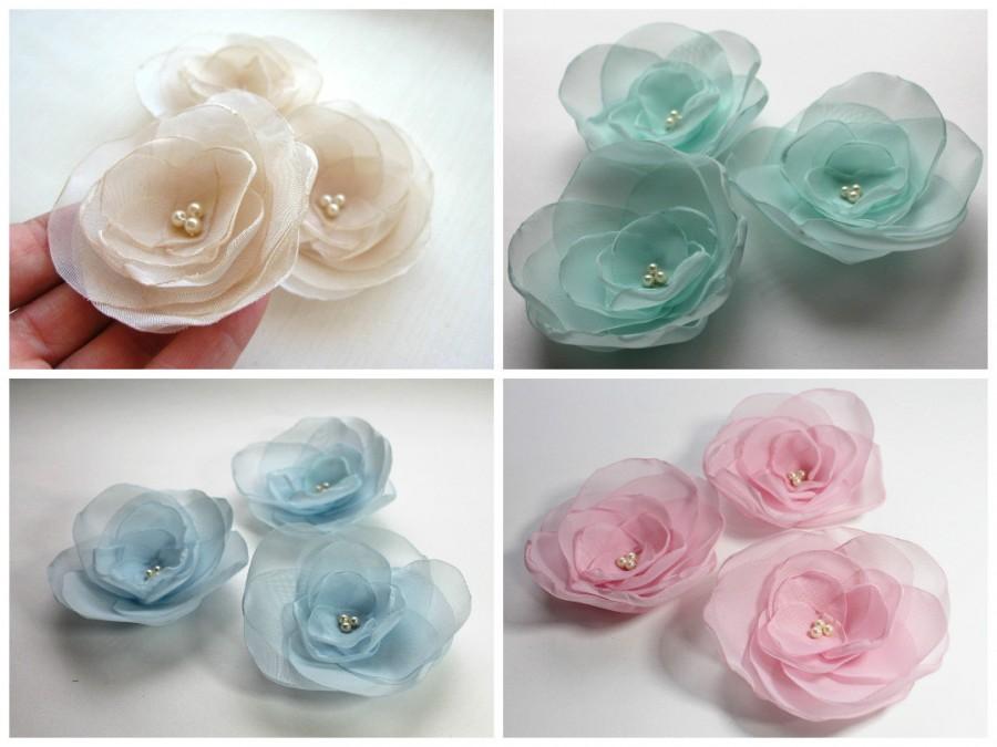 زفاف - Fabric Flowers, Handmade organza flower appliques, Handmade Sew on flower appliques, fabric flowers, Organza Flowers,
