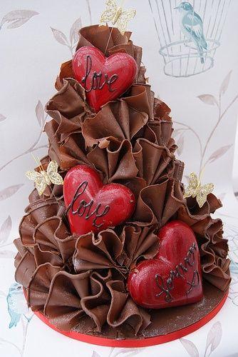 Wedding - Wedding Photos: Chocolate Ruffles Wedding Cake