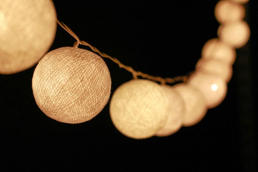 زفاف - 35 LED bulbs Handmade White cotton ball string lights for Patio,Wedding,Party and Decoration