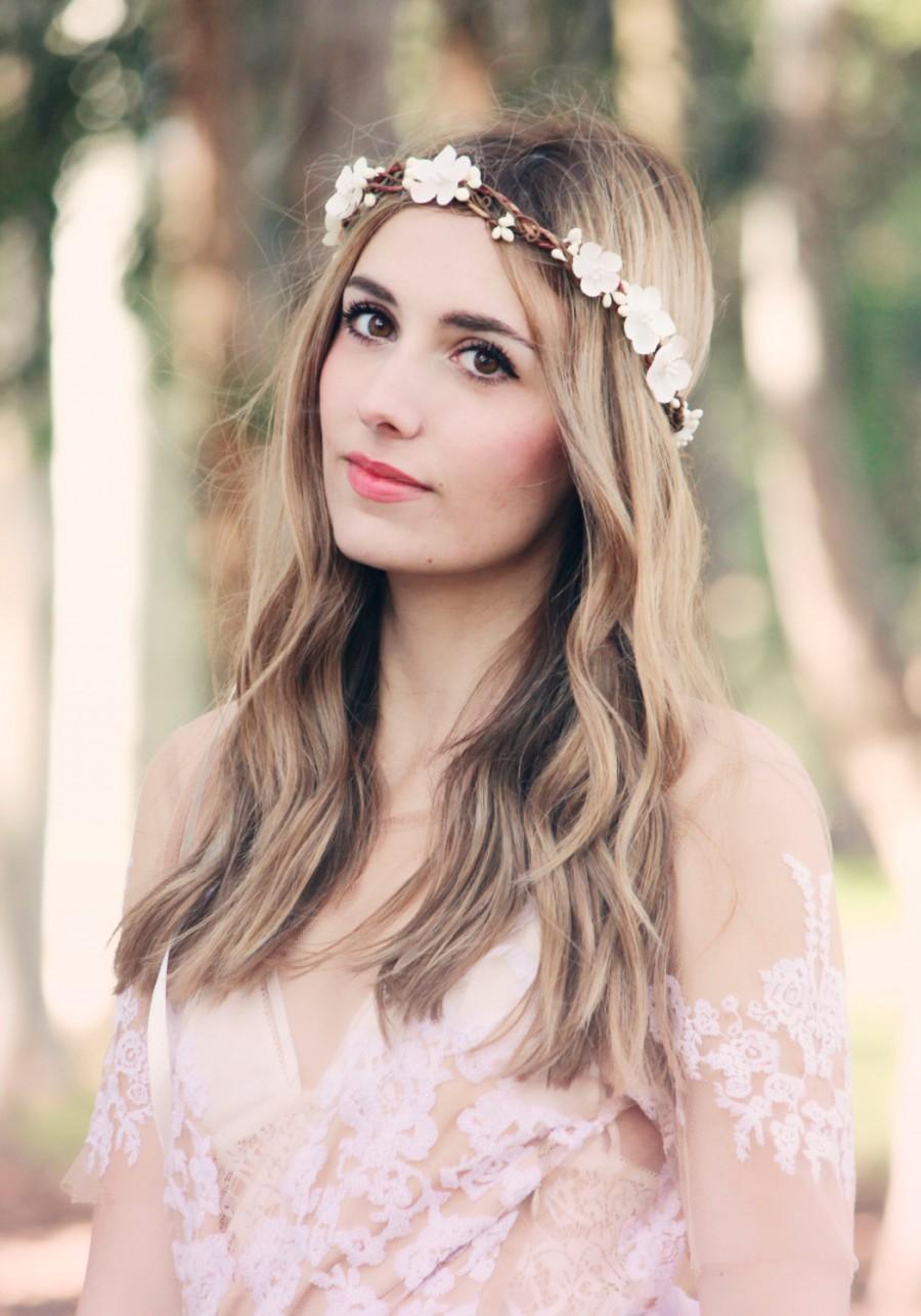 زفاف - rustic wedding hair accessories cherry blossom crown bridal headband wedding headpiece bridal head wreath floral hair vine