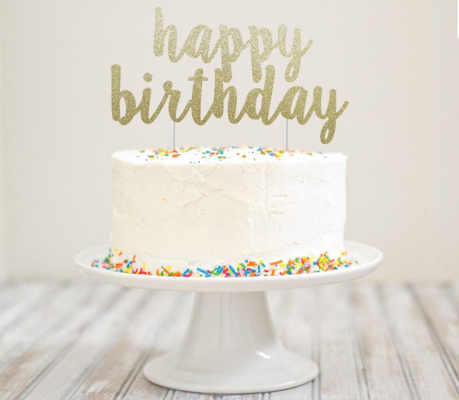 Wedding - Happy Birthday Glitter Cake Topper