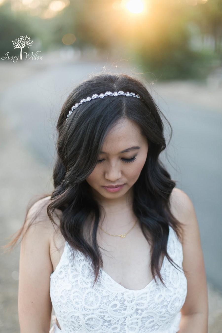 Hochzeit - Crystal Wedding Headband - Bridal Headband - Silver Tie back Headband - Photo Prop - Wedding Headpiece - Bridal Headpiece - Bridesmaid