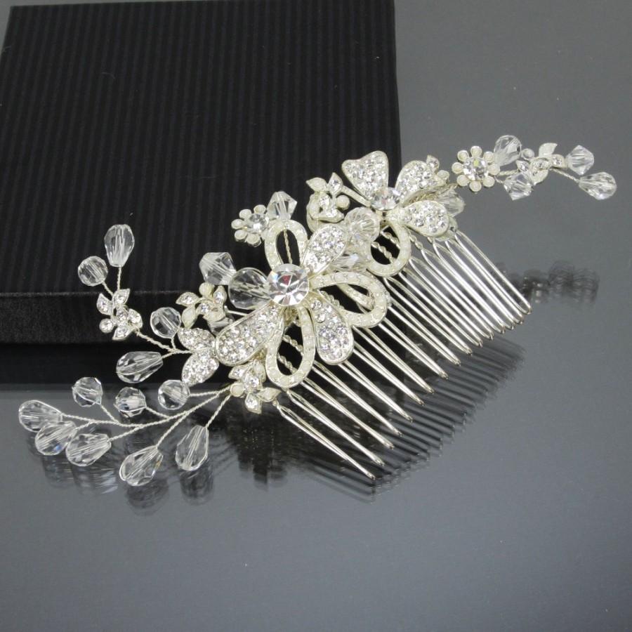 زفاف - Crystal Flower Bridal Comb, JULIA Hair Comb, Bridal hair comb, Wedding hair accessories, Bridal Headpieces, Pearl hair comb