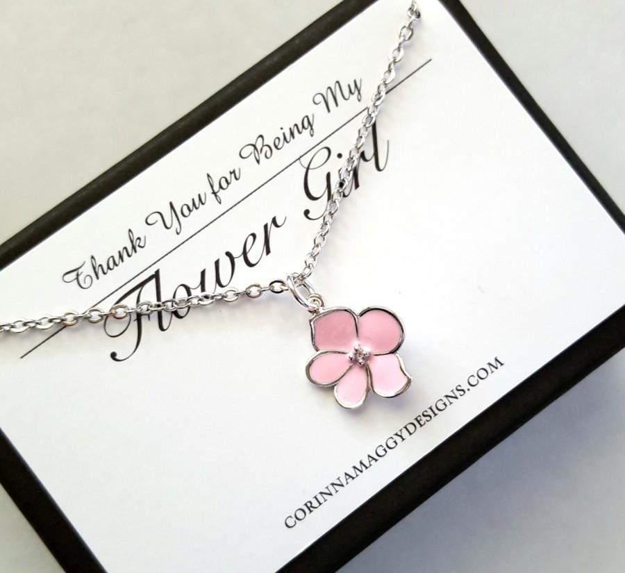 Mariage - Flower Girl Necklace - Flower Girl Gift - Wedding Jewelry - Wedding Necklace - Bridal Party Gifts - Sakura Necklace - Pink Flower Necklace