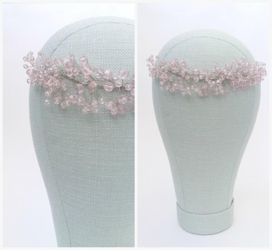 Свадьба - Pantone 2016 Rose Quartz Blush Bridal Headpiece Wedding Hair Vine Bridal Headband Wedding Tiara Bridal Diadem Bridal Wreath