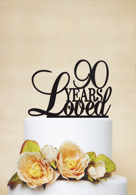 زفاف - 90th Anniversary Cake Topper,90th Birthday Cake Topper,Custom Cake Topper,Birthday Decoration -A025