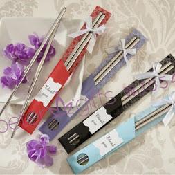 Mariage - Bridal Shower BETER-WJ054 East Meets West Stainless Chopsticks Chinese Wedding Favors