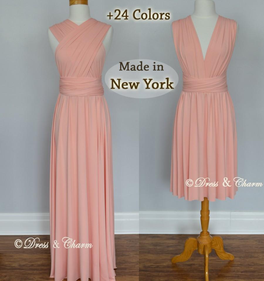 Hochzeit - Peach Bridesmaid Dress, Infinity Dress, bridesmaid gown, Maid of Honor Dress Convertible dress, Multiway Wrap Dress, Evening Dress multiwear