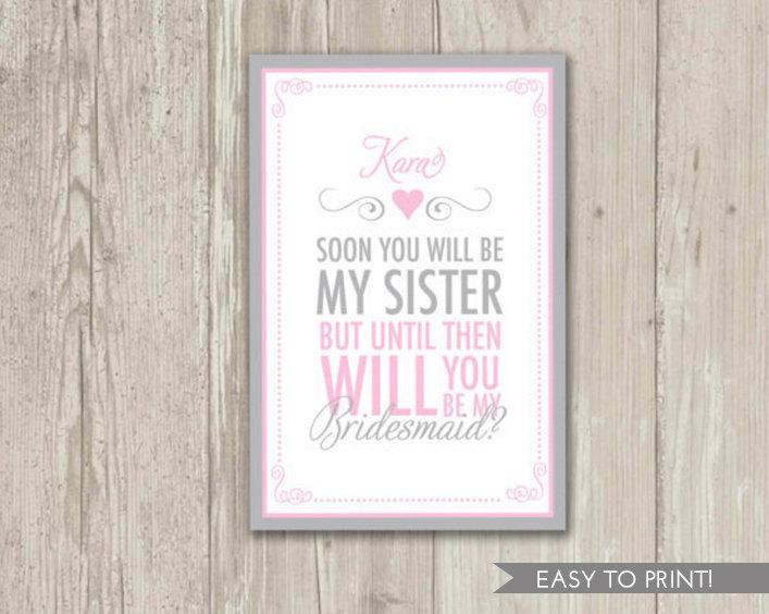 Mariage - Digital File: Will You be my Bridesmaid Card for Sister in Law 