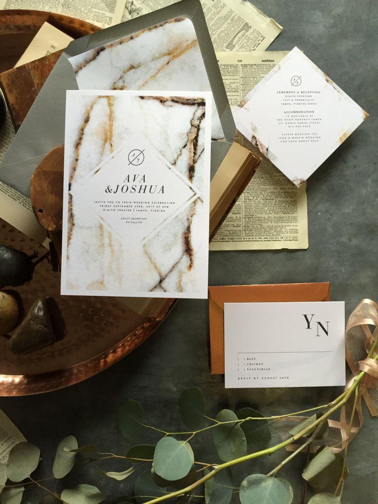 Свадьба - AVA SUITE // Marble Wedding Invitation, Watercolor Neutral Design, Modern Urban Wedding Invites, Copper Wedding, Neutral Organic Granite