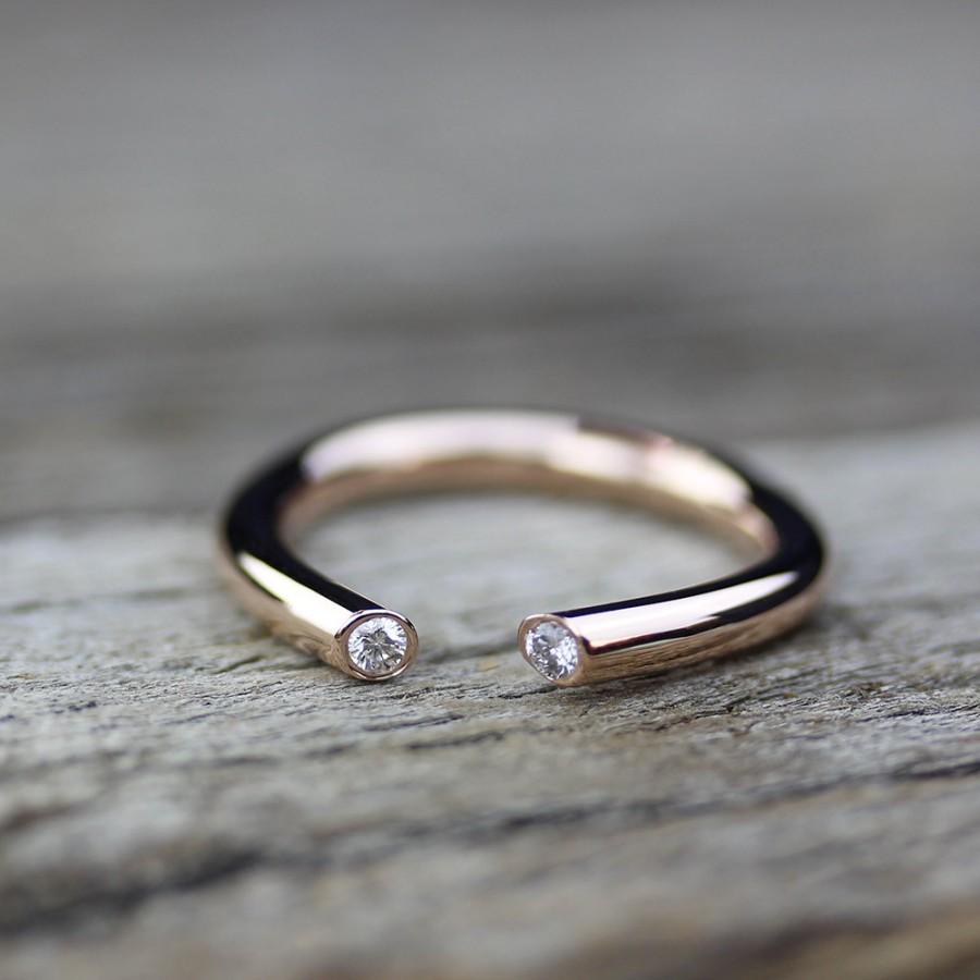 زفاف - Open Diamond Gold Engagement Ring 14K Gold, Alternative Wedding Band, Diamond Ring, Boho Diamond Ring, Luxury Jewelry, Romantic Gift for Her