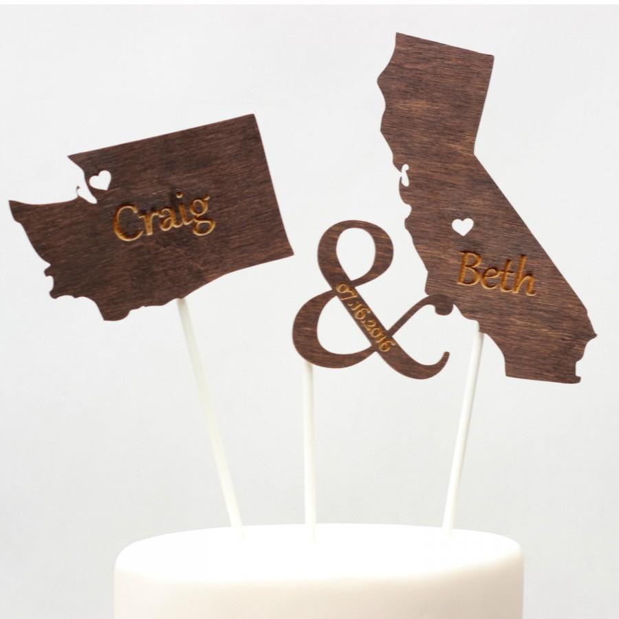 زفاف - State Cake Toppers for Weddings, Wedding Cake Toppers, Personalized Wedding Cake Topper, Engagement Party Cake Toppers, Rustic Cake Toppers