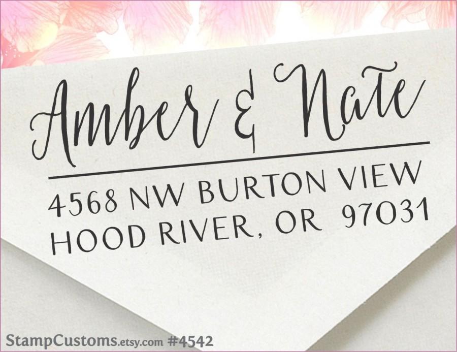 Hochzeit - Address Stamp  - Custom Return Address Stamp - Wedding Calligraphy Address - 4542