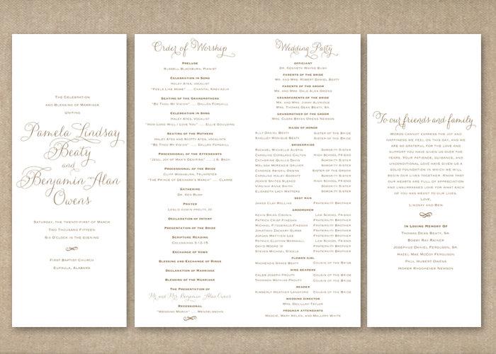 Свадьба - Printable Folded Wedding Program