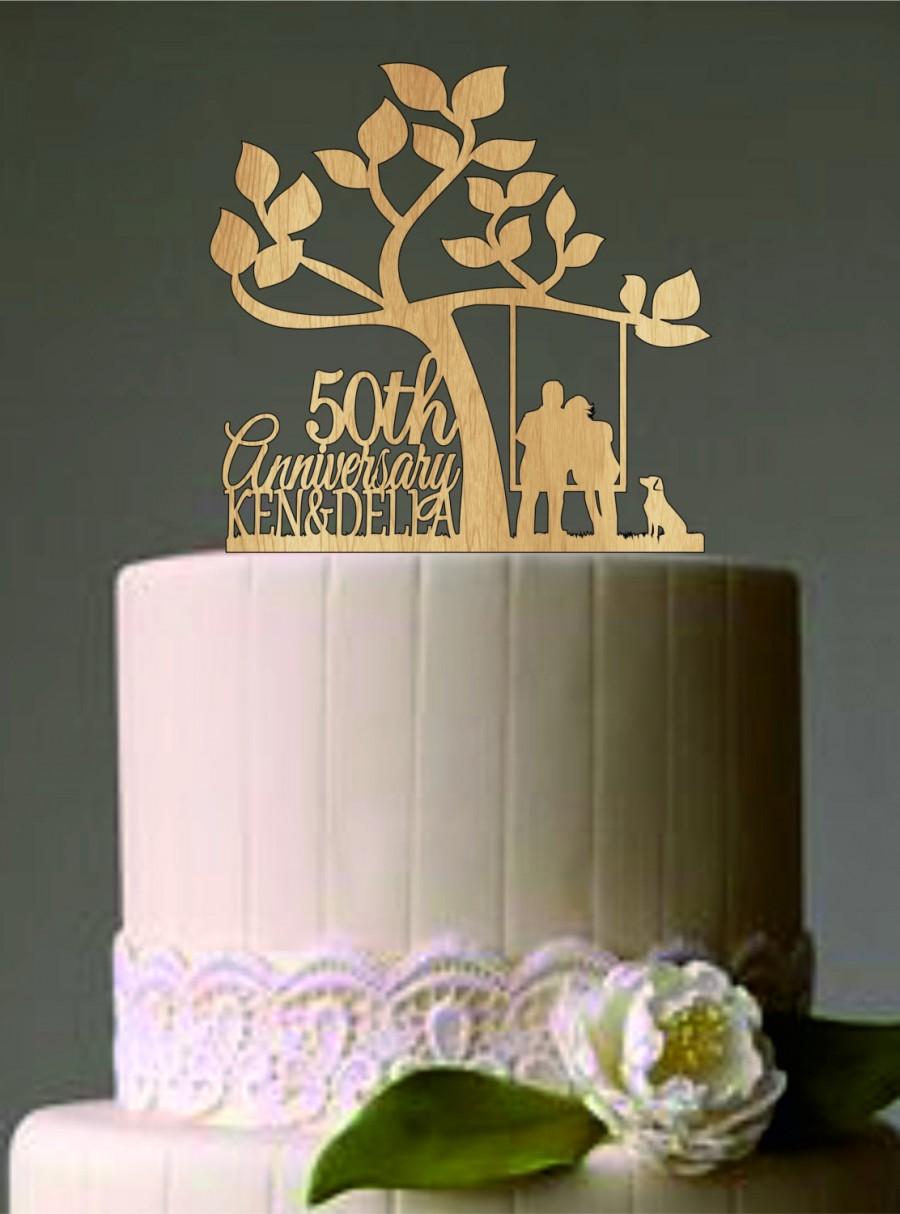 زفاف - Happy 50 th anniversary cake topper,Wedding Couple in a Swing with Cat or dog,Unique Rustic Wedding Cake Topper,Funny Wedding Cake topper