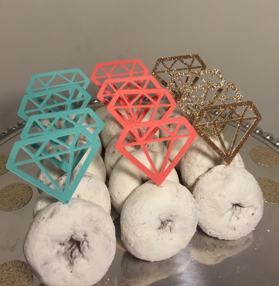 Свадьба - Diamond Cupcake or Donut toppers- 12 per Order