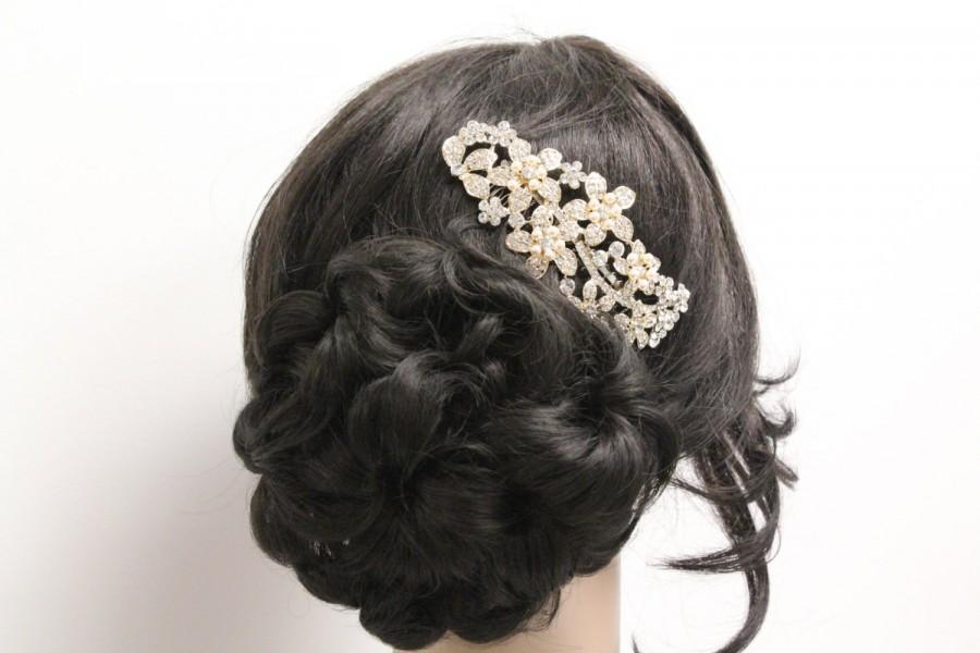 Hochzeit - Wedding hair comb Gold Bridal hair accessories Wedding hair jewelry Pearl Bridal hair comb Gold Wedding headpiece Bridal hair piece Wedding