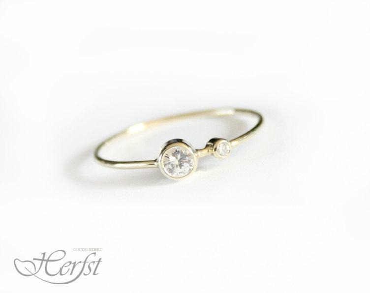 Wedding - 14k Diamonds solid gold ring, Moon and Star ring, engagement ring, wedding ring, real Diamonds ring, Handmade