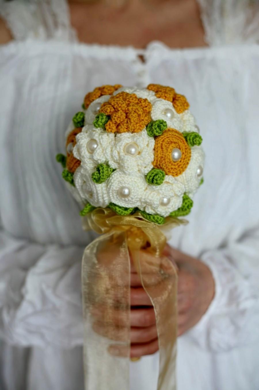 Wedding - Crochet Bouquet, Bridal Bouquet, Crochet bridal bouquet, Eternal Bridal Bouquet, Wedding fabric bouquet