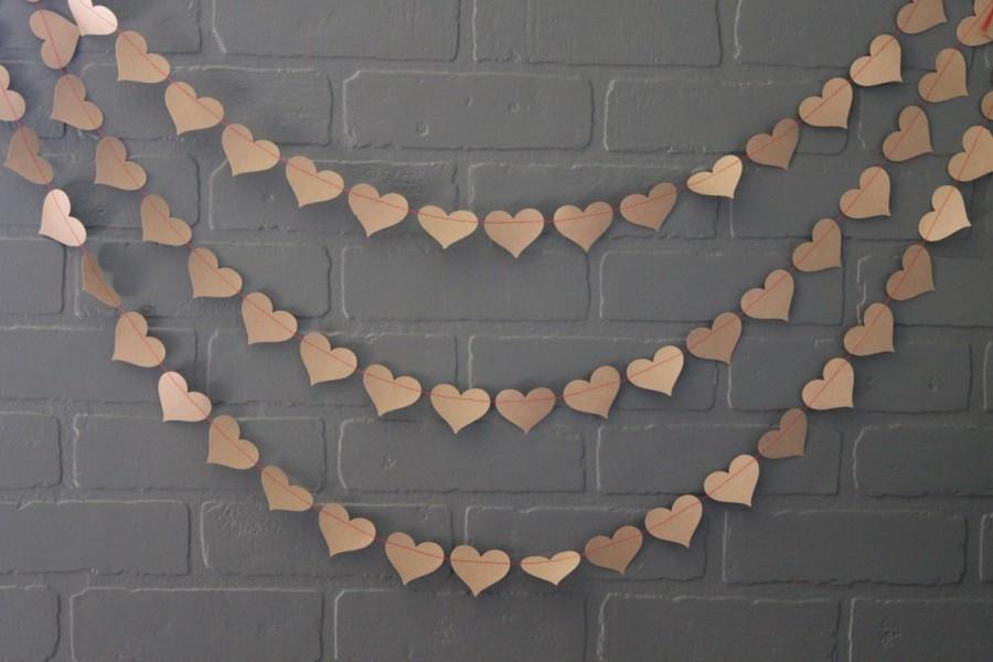 Свадьба - Craft Paper Red Heart Wedding Garland,  Hearts Bachelorette Party Decoration, Rustic Bridal Shower Photo Backdrop,  Baby  Bunting Banner