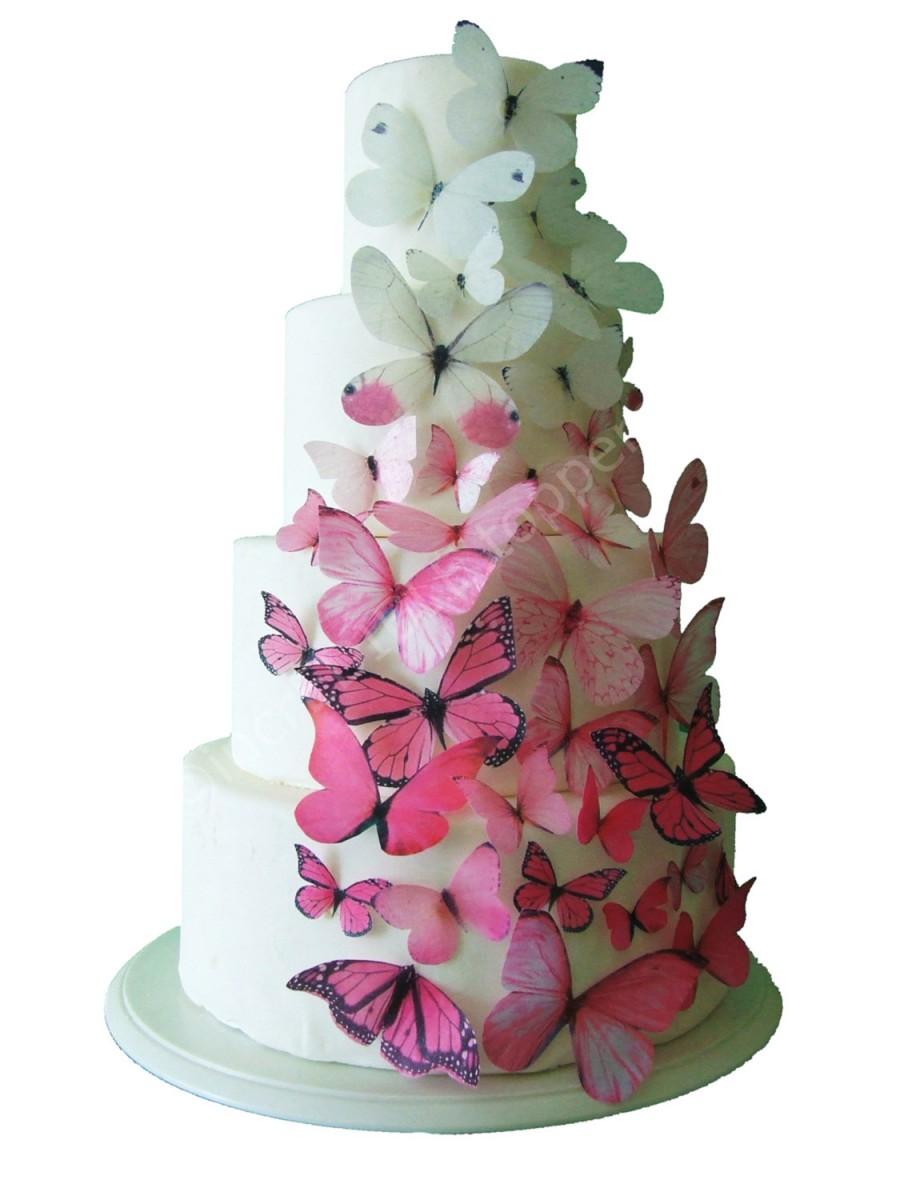 Wedding - incrEDIBLE Toppers - Ombre Edible Butterflies in Pink - Cake Toppers, Cake Decorations, Cake Designs, Cake Decorating, Cake Supplies