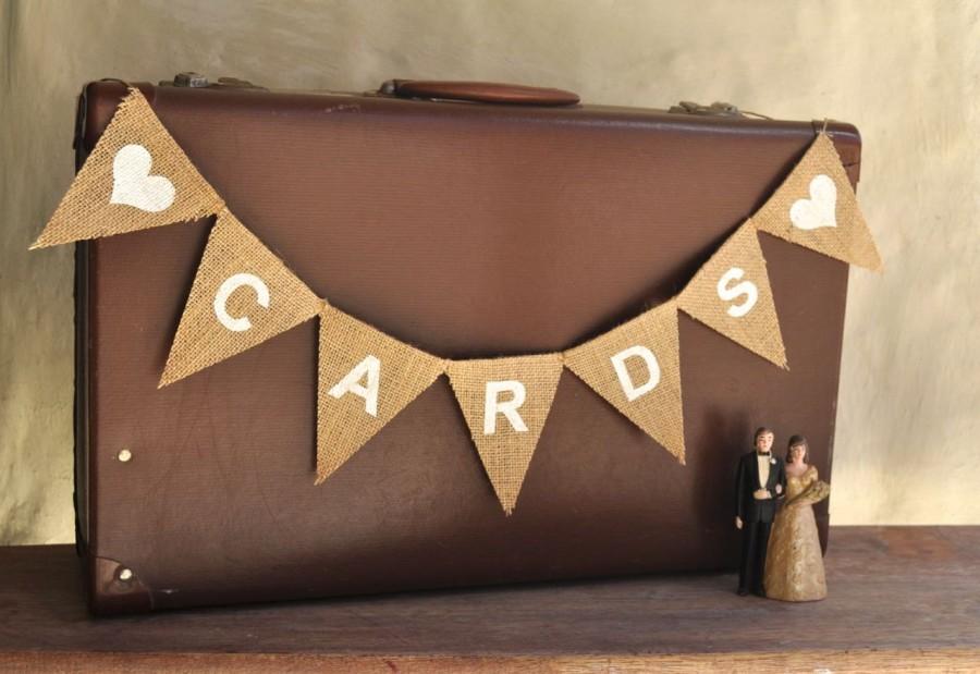 Свадьба - CARDS Small Hessian Burlap Wedding Celebration Engagement Party Banner Bunting Decoration photo prop country woodland shabby chic boho