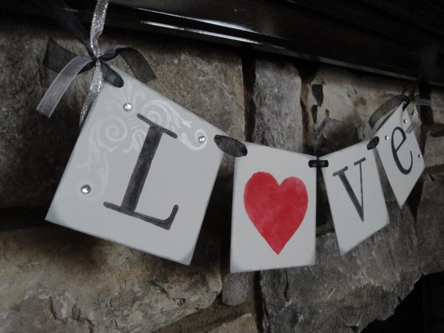 زفاف - Valentines decoration, LOVE banner, photo prop banner sign