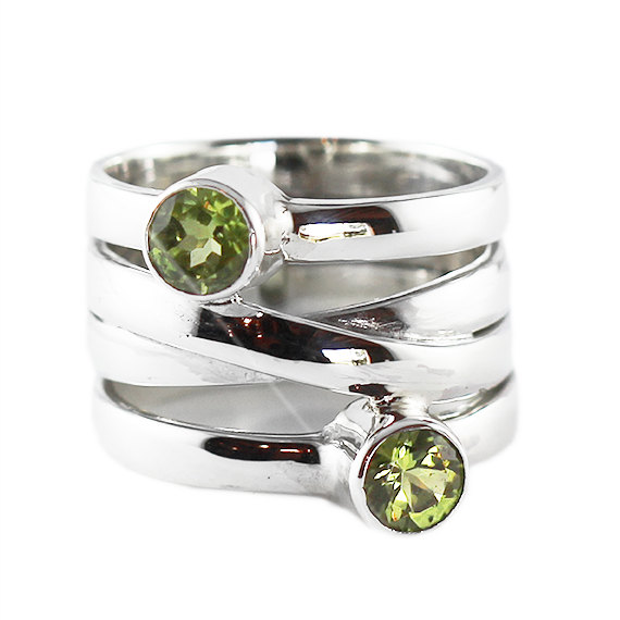 Mariage - Peridot Gold Ring 5mm Green Stone Personalized Custom Womens Jewelry