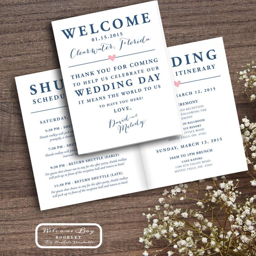 Wedding - Printable Wedding Welcome Bag Booklet Note Itinerary Wedding Welcome Bag Tags Notes Hotel Welcome Bags Destination Bags Box Boxes Guests