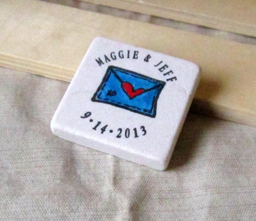زفاف - Heart Sealed Save the Date Magnets - Personalized Wedding Favor Magnets - Set of 25