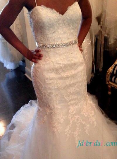 زفاف - H1599 casual lace mermaid wedding dress with tulle skirt