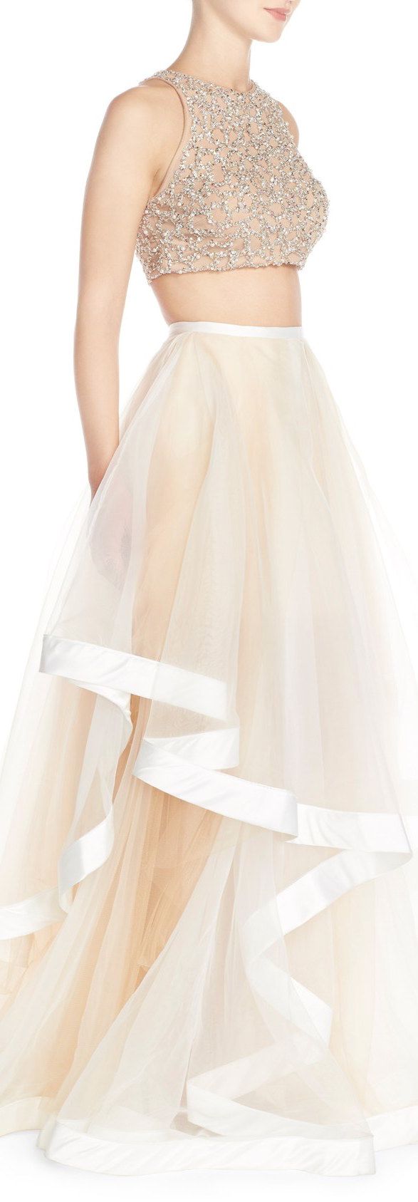 زفاف - Glamour By Terani Couture Beaded Top & Organza Two-Piece Ballgown 