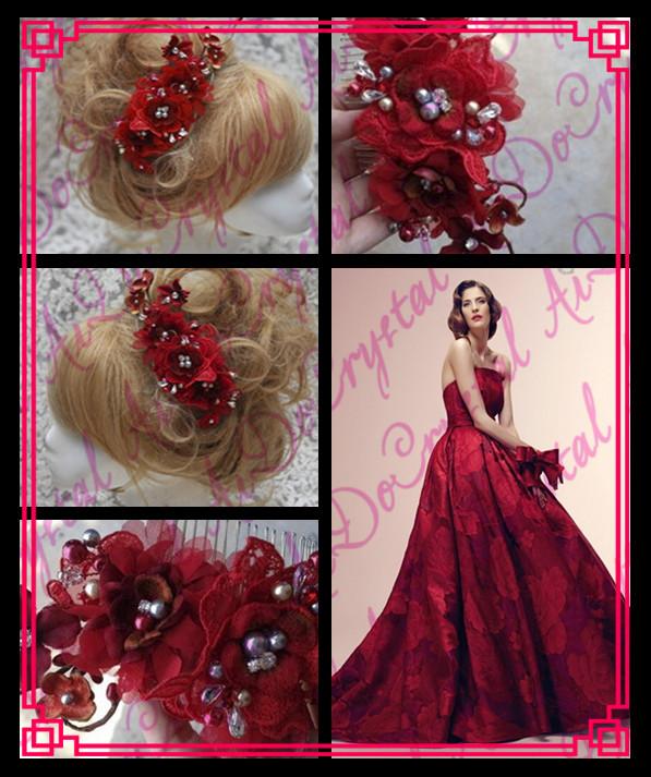 Wedding - Handmade red hair accessories