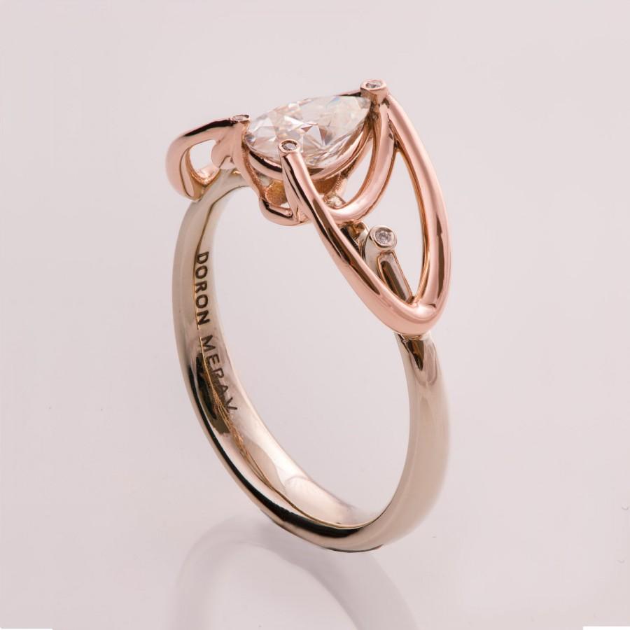 زفاف - Pear Cut Engagement Ring, Gold and Moissanite engagement ring,Moissanite ring, Rose Gold Ring, Pear Diamond Ring, moissanite engagement ring