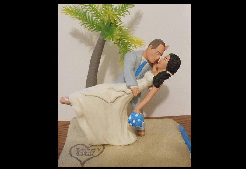 Hochzeit - Custom Romantic Dip Wedding Cake Topper Figure set - Personalized to Look Like Bride Groom from your Photos