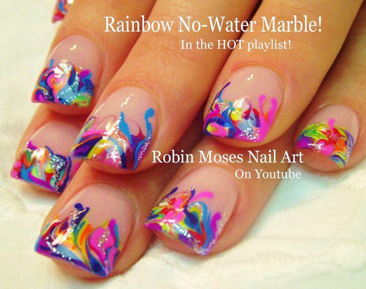 Wedding - Neon Rainbow Marble Nails! - No Water Needed Nail Art Tutorial