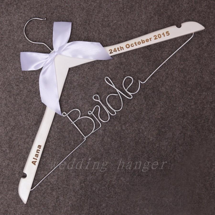 Hochzeit - Wedding Date Hanger -Wedding Wire Hanger ,Custom Date & Initials Name ,Bridemaides Wedding Gifts, mother of the Bride, Bride's Coat Hanger