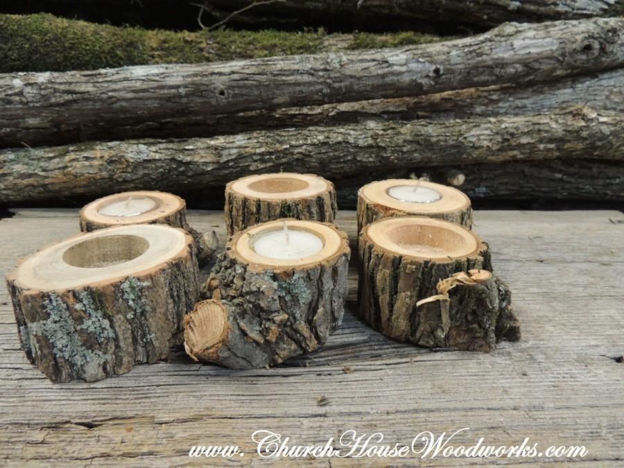 Wedding - Grab Bag of 20 Tree Branch Candle Holders, Rustic Wedding Candle Holders, Rustic Wedding Centerpieces, Wood Candle Centerpieces