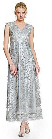 Wedding - Kay Unger Embroidered Lace Tea Length Gown